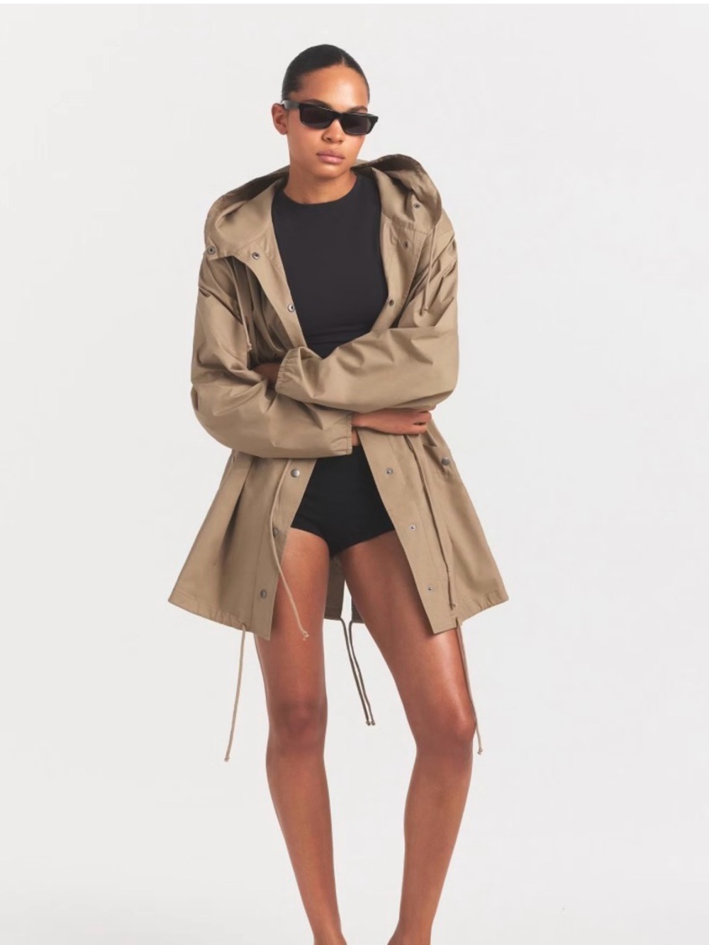 Skims Oversized Woven Cotton Anorak in Desert Size 2x